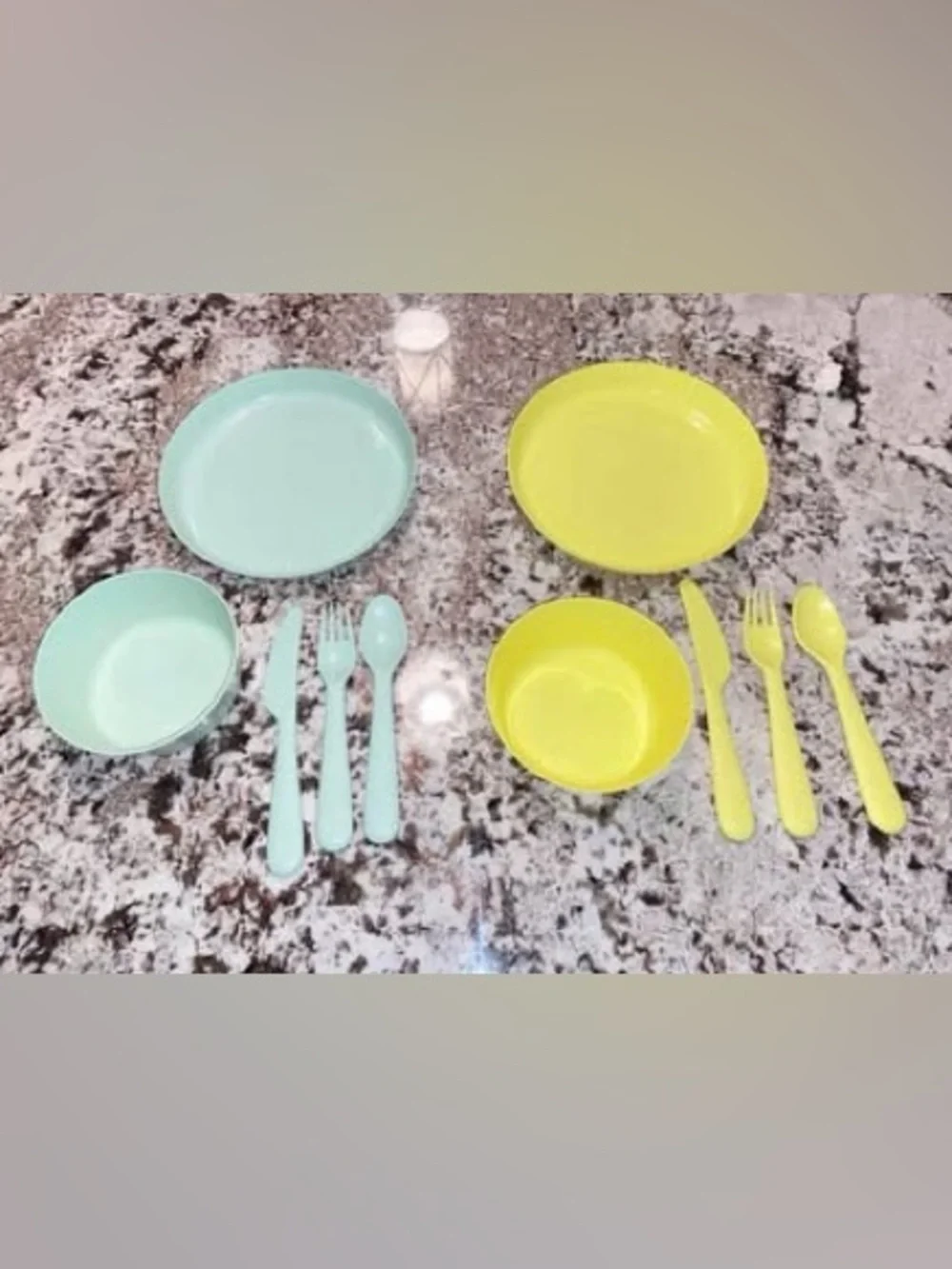 10 pc IKEA toddler & kids plates, bowls, and cutlery set